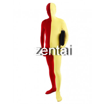 Full Body Red And Yellow Mixed Colors Spandex Lycra Zentai