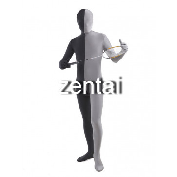 Full Body Black And Gray Mixed Colors Spandex Lycra Zentai