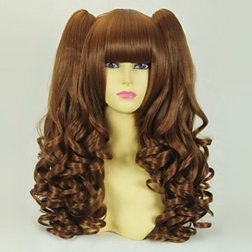 Baby Doll Brown Curly Pigtails 50cm Sweet Lolita Cosplay Wig