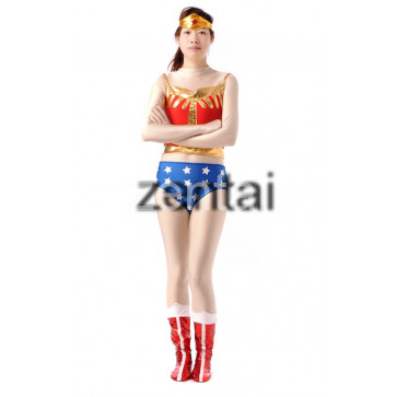 Halloween Female Captain America Spandex Lycra Zentai Suit 