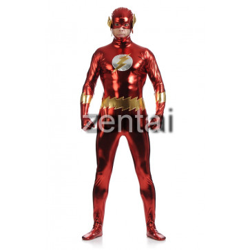 The Flash Flashman Full Body Shiny Metallic Cosplay Zentai Suit