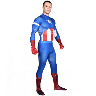 Halloween The Avengers Captain America Full Body Zentai Suit 