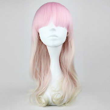 Pink and White Mixed Color 55cm Sweet Lolita Wavy Cosplay Wig