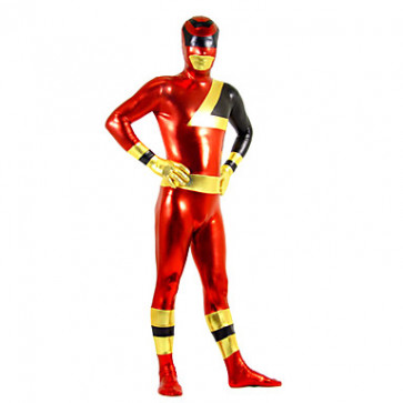 Red Golden Black Mixed Color Zentai Suit 