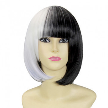 White and Black Short Bob 35cm Gothic Lolita Wig