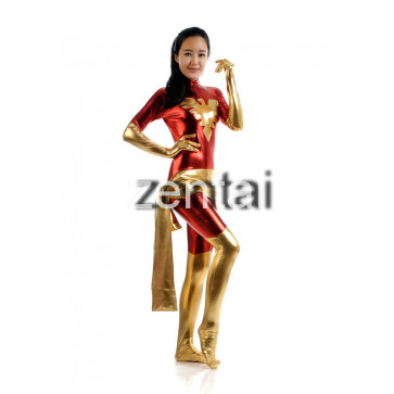 X-man Red Phoenix Marvel Girl Shiny Metallic Zentai Suit 