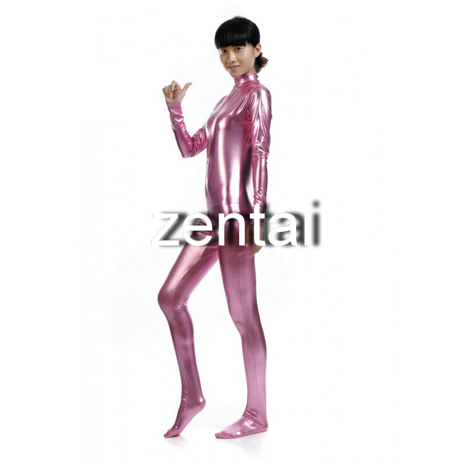 Woman's Full Body Pink Color Zentai/ Pink Full Body Shiny Metallic ...