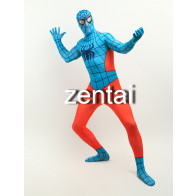 Spider-Man Spiderman Full Body Cyan and Orange Cosplay Zentai Suit