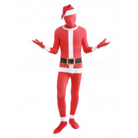 Men Christmas Santa Claus Full Body Red Lycra Cosplay Zentai Suit