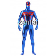Spider-Man Spiderman Full Body Blue and Red Shiny Metallic Cosplay Zentai Suit