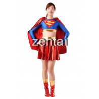 Female Superman Red and Blue Shiny Metallic Cosplay Zentai Suit