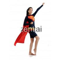 Female Superman Full Body Black Spandex Lycra Cosplay Zentai Suit