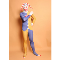 Clown Buffoon Full Body Yellow and Blue Lycra Zentai Suit