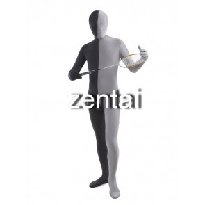 Full Body Black And Gray Mixed Colors Spandex Lycra Zentai