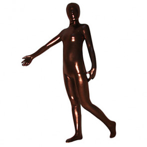 Coffee Shiny Metallic Full body Zentai