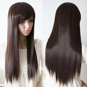 Elegant Brown 70cm Straight Long with Bang  Casual Lolita Wig