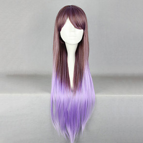 Elegant Fairy Zipper Brown and Purple Mixed Color 80cm Princess Lolita Cosplay Wig