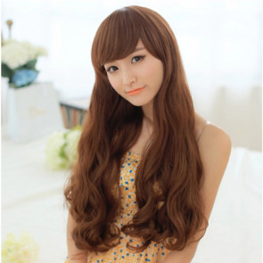 Flax 28in Side Bang Long Curly Hair Lolita Cosplay Wig