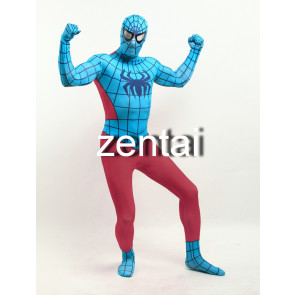 Halloween Spiderman Cyan and Red Color Cosplay Zentai Suit