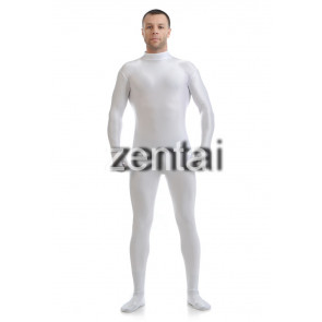 Man's Full Body White Color Spandex Lycra Zentai