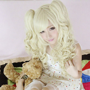 70cm Moon Fairy Cream Double Ponytail Princess Curly Lolita Cosplay Wig