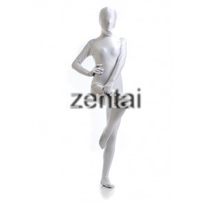 Woman's Full Body White Color Spandex Lycra Zentai