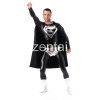 Superman Full Body Black Shiny Metallic Cosplay Zentai Suit 