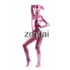 Women Full Body Light Purple Color Shiny Metallic Zentai Suit