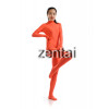 Women Full Body Orange Red Color Spandex Lycra Zentai Suit (No Mask)