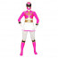 White and Fuschia Super Hero Lycra Zentai Suit 