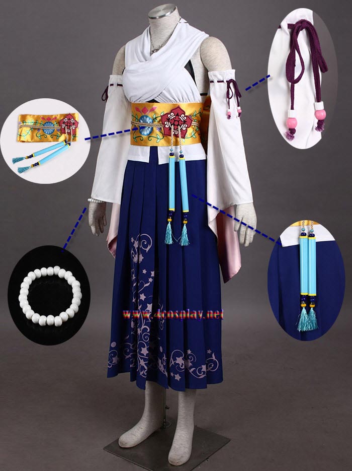 Final Fantasy Ten Yuna Cosplay Costume Outfit Halloween Cosplay Suit