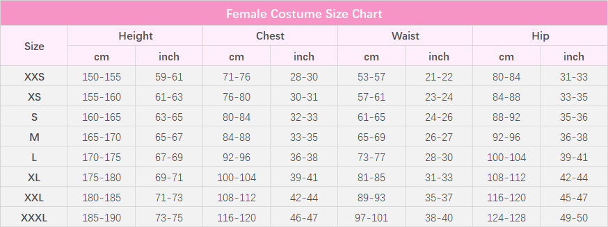 Female Size Chart