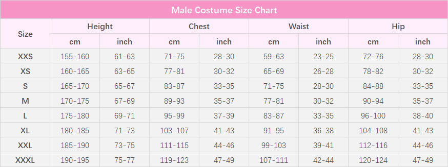 Male Size Chart